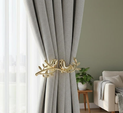 Metal Bird on Branch Curtain Tie Back Silver & Gold Window Holdback