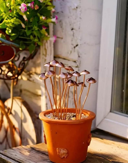 Metal Mushroom Plant Stake 5 Decorative Garden Mushrooms Indoor Outdoor
