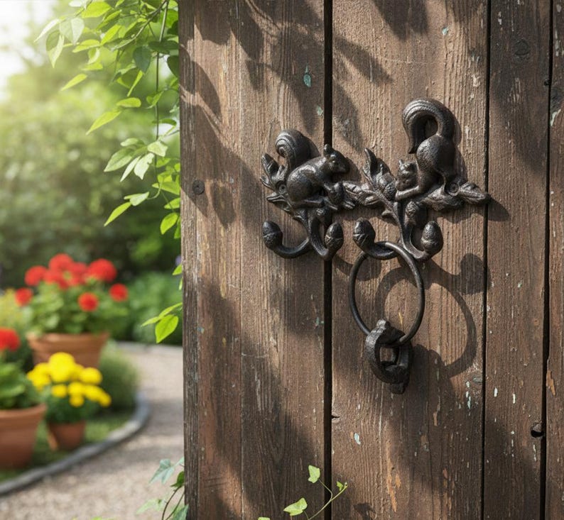 Cast Iron Squirrel Wall Hook Rack Rustic Woodland Coat Hook
