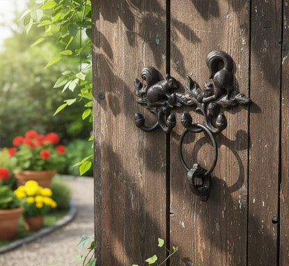 Cast Iron Squirrel Wall Hook Rack Rustic Woodland Coat Hook