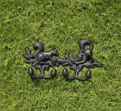 Cast Iron Squirrel Wall Hook Rack Rustic Woodland Coat Hook