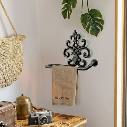 Cast Iron Large Towel Holder Rustic Wall Mounted Tissue Holder