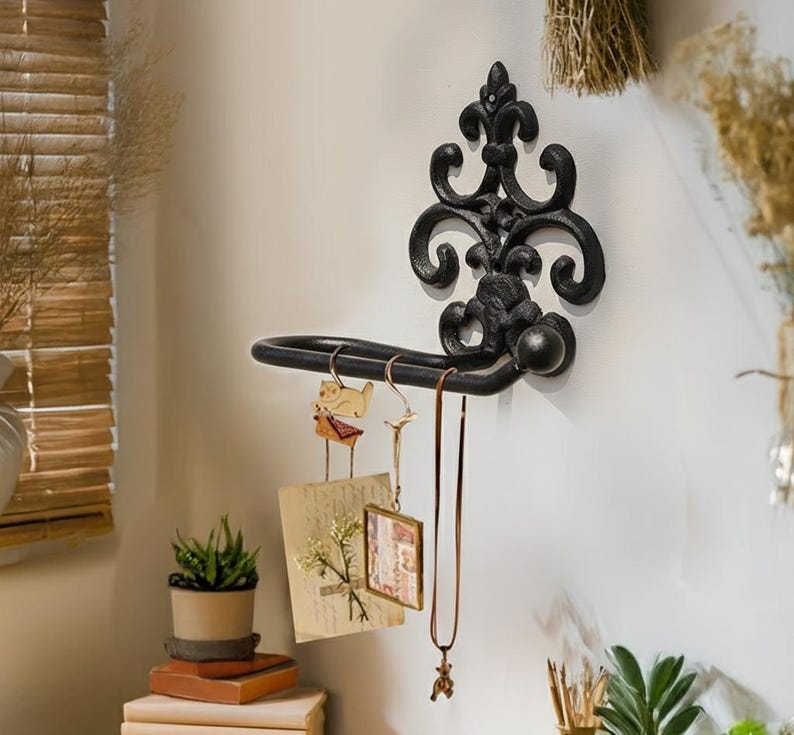 Cast Iron Large Towel Holder Rustic Wall Mounted Tissue Holder
