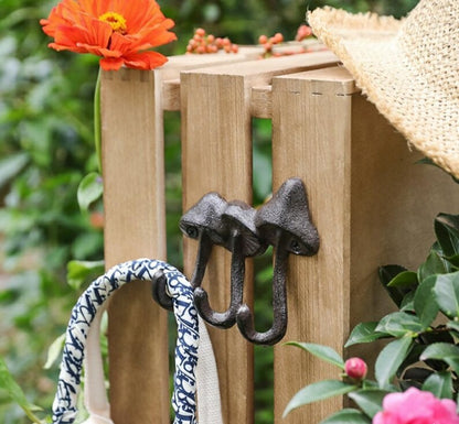 Cast Iron Triple Mushroom Wall Hook Rustic Farmhouse Coat Rack