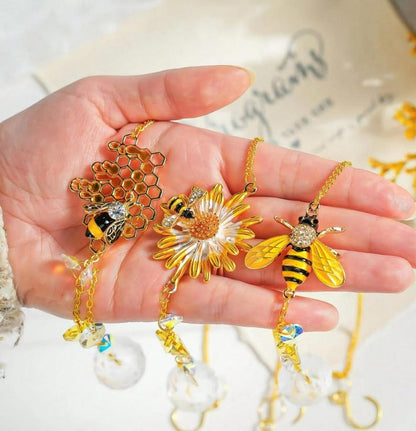 Bee Suncatcher Crystal Prism Honey Bee Window Hanging