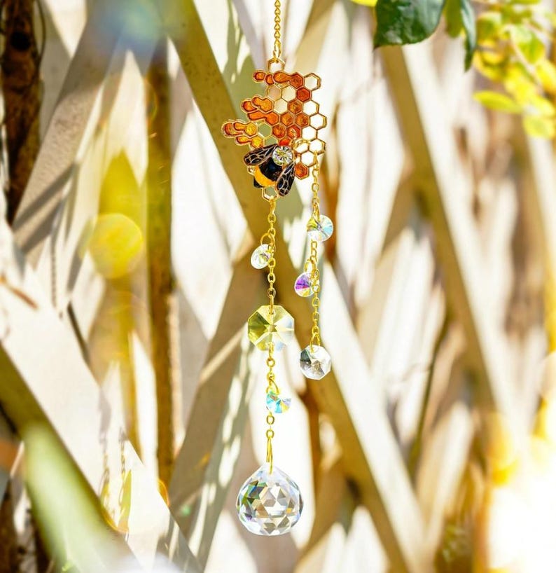 Bee Suncatcher Crystal Prism Honey Bee Window Hanging