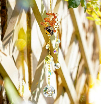 Bee Suncatcher Crystal Prism Honey Bee Window Hanging