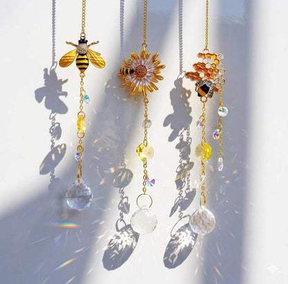 Bee Suncatcher Crystal Prism Honey Bee Window Hanging