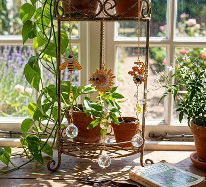 Bee Suncatcher Crystal Prism Honey Bee Window Hanging