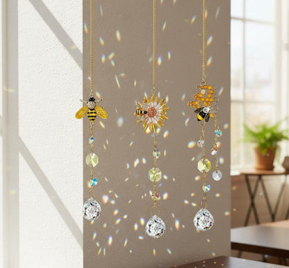 Bee Suncatcher Crystal Prism Honey Bee Window Hanging
