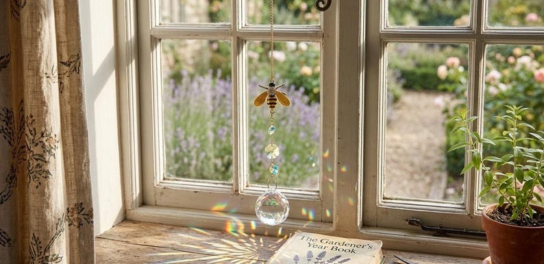 Bee Suncatcher Crystal Prism Honey Bee Window Hanging