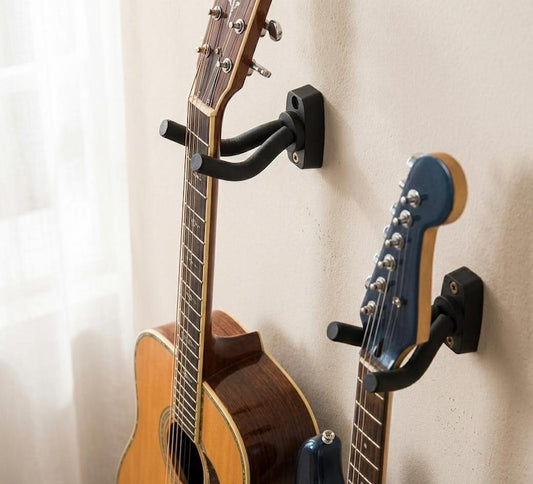 Set of 2 Guitar Wall Hangers Black Padded Guitar Hooks