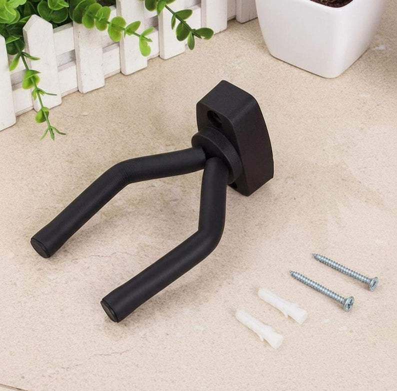 Set of 2 Guitar Wall Hangers Black Padded Guitar Hooks