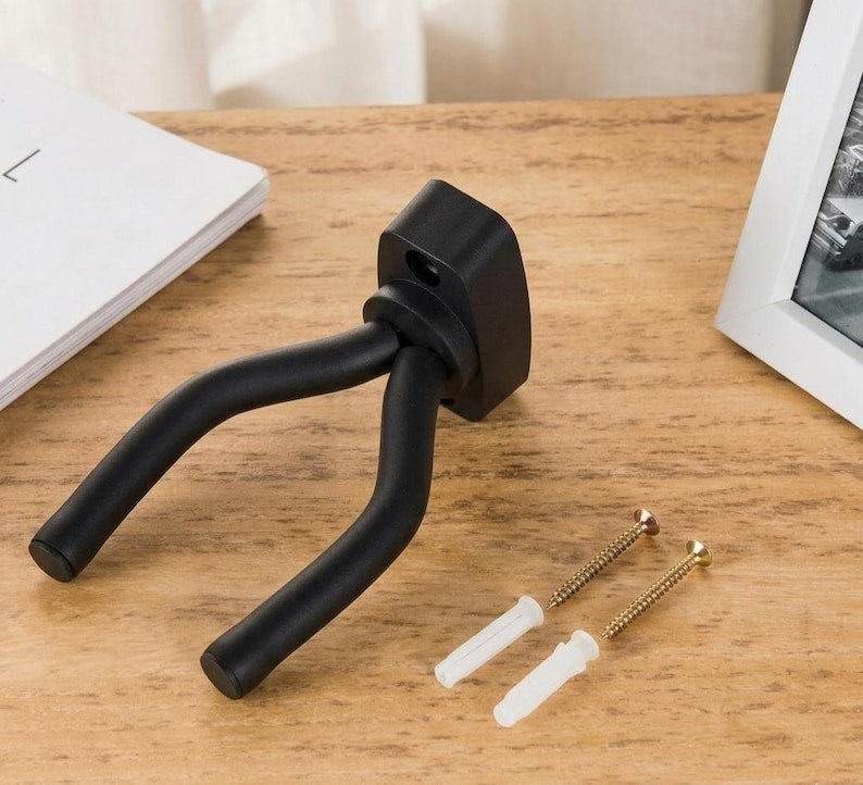 Set of 2 Guitar Wall Hangers Black Padded Guitar Hooks
