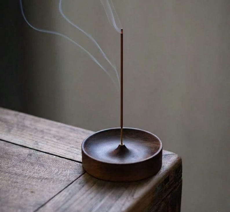 Zen Incense Holder Wood Base Modern Metal Incense Stick Holder
