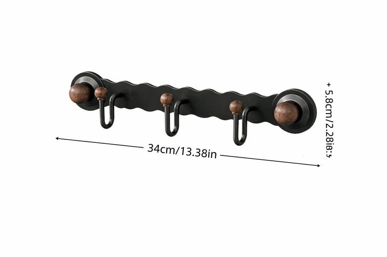 No-Drill Suction Cup Wall Hooks – Metal & Wood Hook Rack, 3 & 4 Hooks