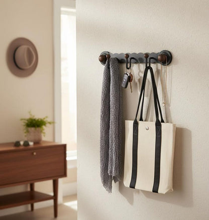 No-Drill Suction Cup Wall Hooks – Metal & Wood Hook Rack, 3 & 4 Hooks