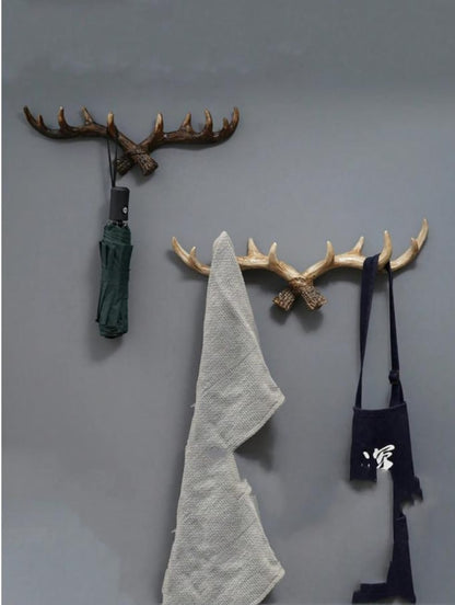 Resin Deer Antler Wall Hook Rustic Lodge Coat Rack