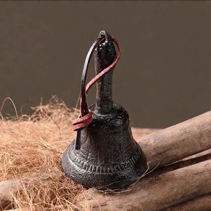 Rustic Cast Iron Hand Bell 12.5cm Vintage Farmhouse Table Bell