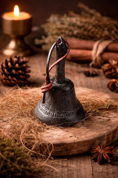 Rustic Cast Iron Hand Bell 12.5cm Vintage Farmhouse Table Bell