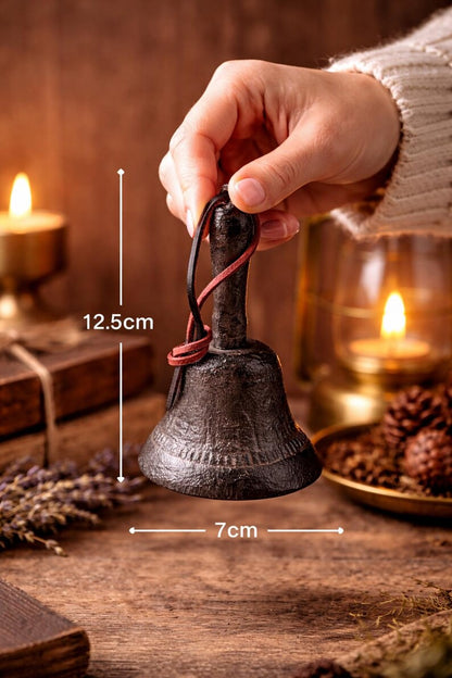 Rustic Cast Iron Hand Bell 12.5cm Vintage Farmhouse Table Bell