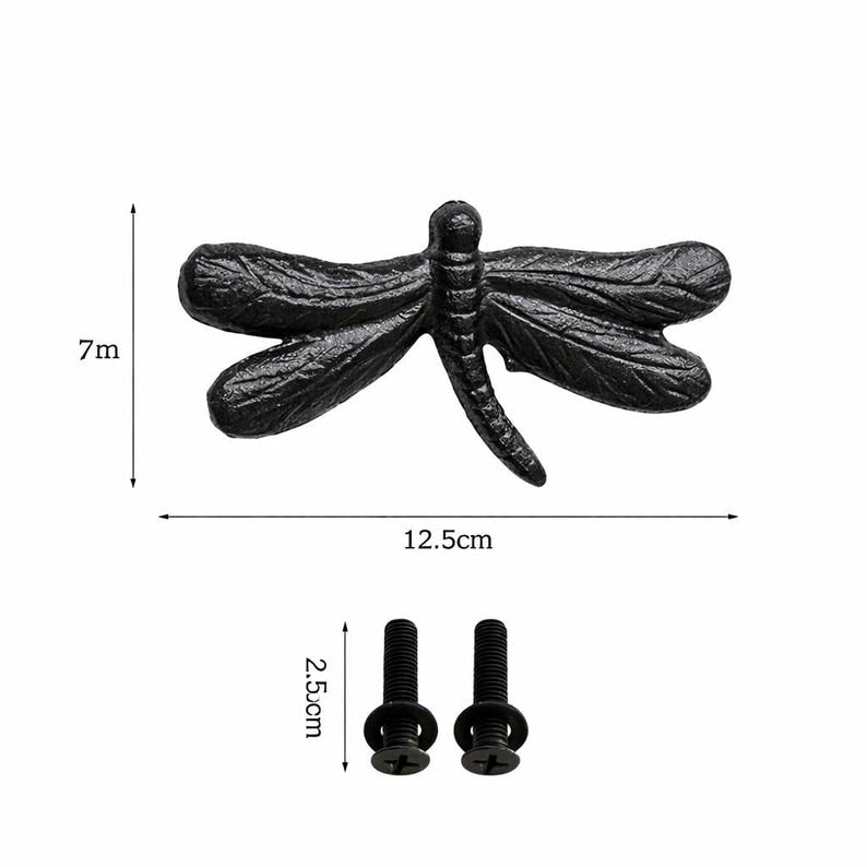 Cast Iron Dragonfly Drawer Knob Rustic Cabinet Handle Vintage Furniture Pull