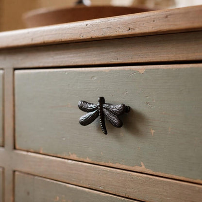Cast Iron Dragonfly Drawer Knob Rustic Cabinet Handle Vintage Furniture Pull