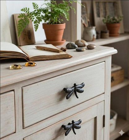 Cast Iron Dragonfly Drawer Knob Rustic Cabinet Handle Vintage Furniture Pull