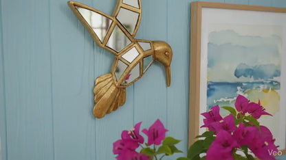 Gold Animal Wall Mirror Turtle, Bird & Hummingbird Decorative Accent
