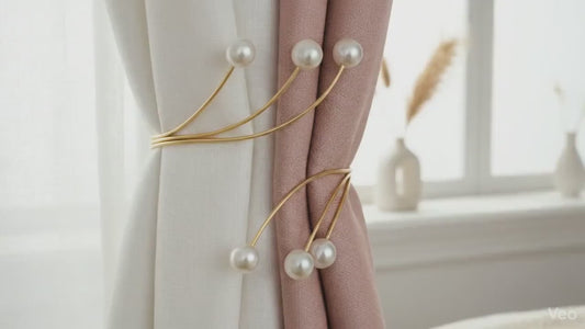 2Pcs Gold Metal Pearl Curtain Tieback Modern Elegant Drapery Holder