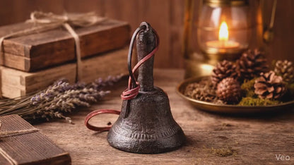 Rustic Cast Iron Hand Bell 12.5cm Vintage Farmhouse Table Bell
